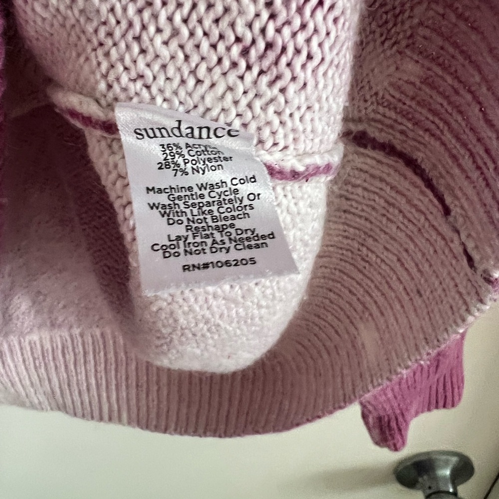 Sundance Catalog Bandanna sweater. Paisley print. Pink. GUC! Size Medium. - Picture 7 of 8